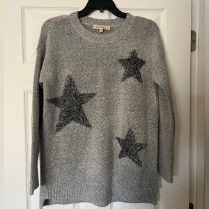 Philosophy Soft Grey Pullover Sweater Metallic Sparkly Stars, Women’s Small